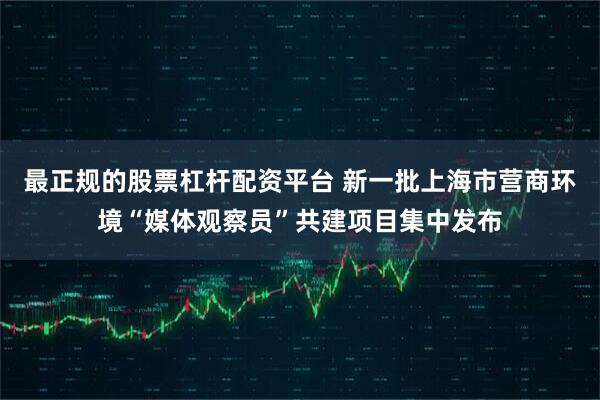 最正规的股票杠杆配资平台 新一批上海市营商环境“媒体观察员”共建项目集中发布